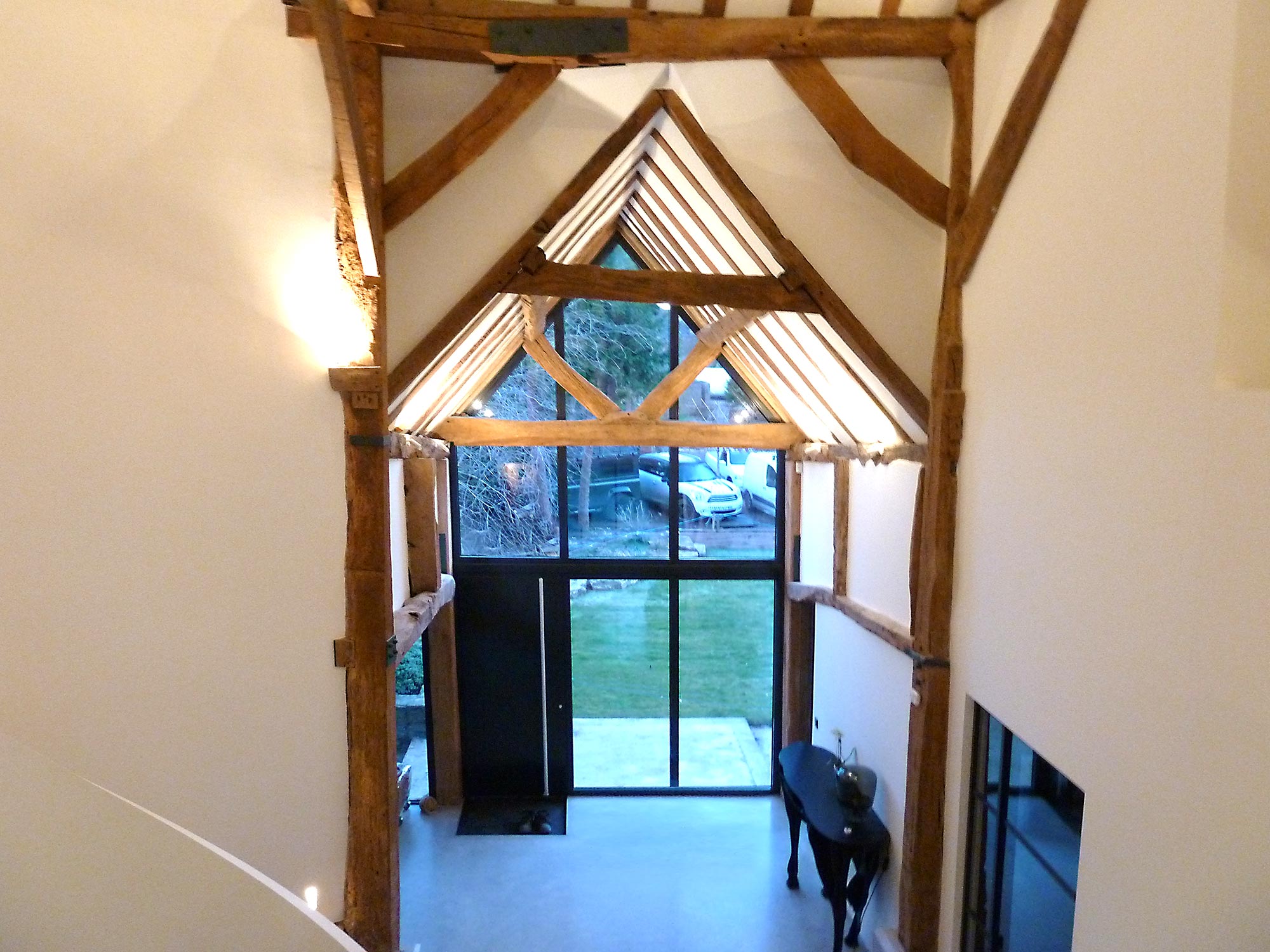View down to front entrance hall  - Castle Eaton Construction, Surrey